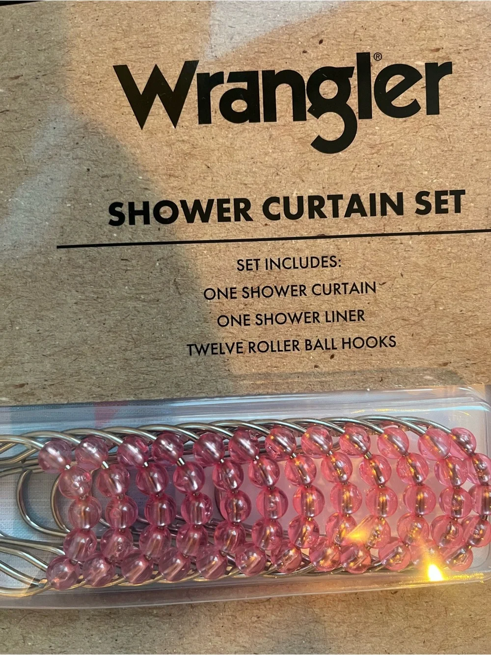 Wrangler Pink and Blue Geometric Shower Curtain Set